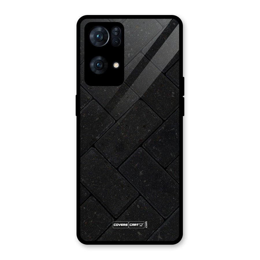 Bricks Pattern Glass Back Case for Oppo Reno7 Pro 5G