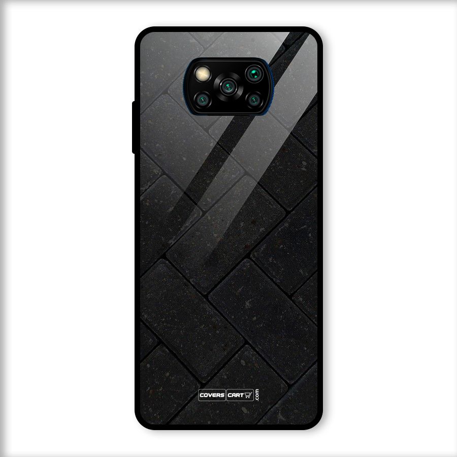 Bricks Pattern Glass Back Case for Poco X3