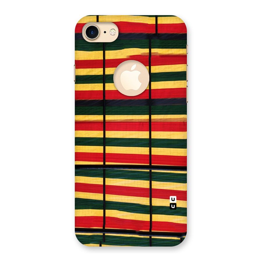 Bright Colors Lines Back Case for iPhone 7 Logo Cut