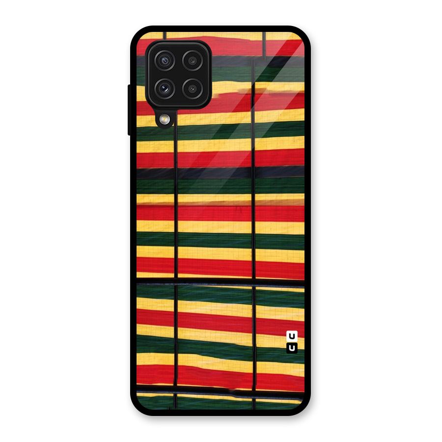 Bright Colors Lines Glass Back Case for Galaxy A22 4G
