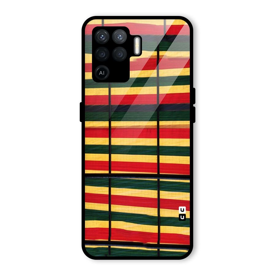 Bright Colors Lines Glass Back Case for Oppo F19 Pro