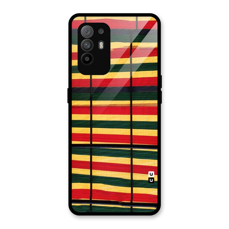 Bright Colors Lines Glass Back Case for Oppo F19 Pro Plus 5G