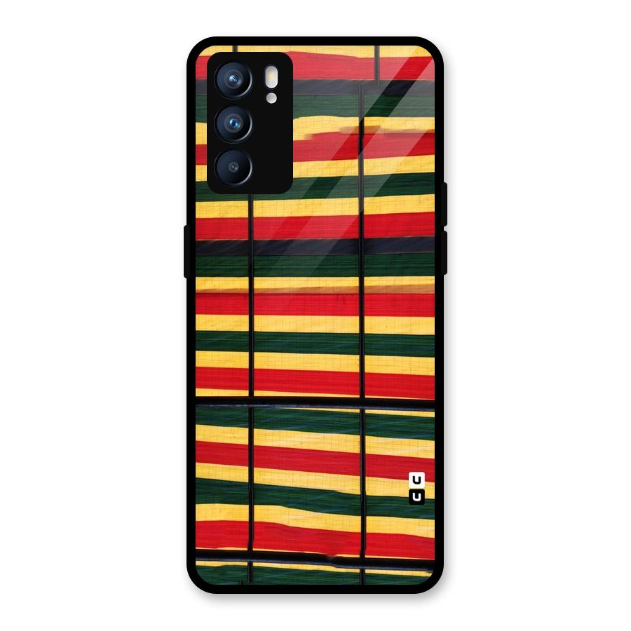 Bright Colors Lines Glass Back Case for Oppo Reno6 5G