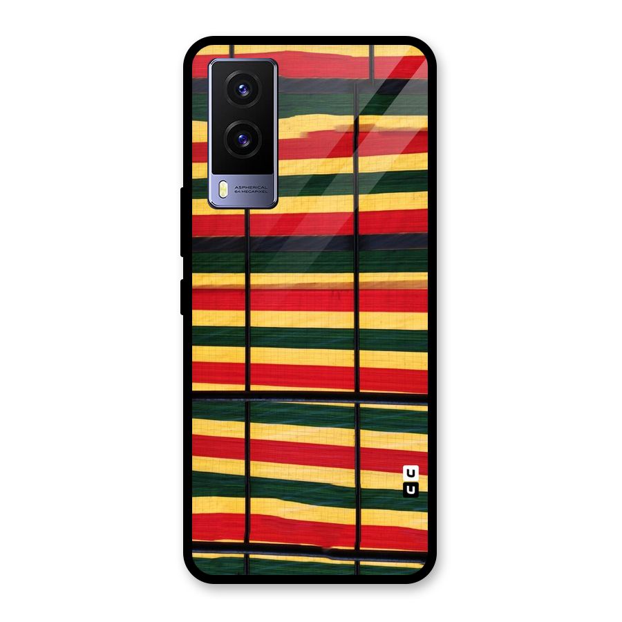 Bright Colors Lines Glass Back Case for Vivo V21e 5G