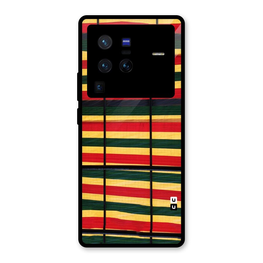 Bright Colors Lines Glass Back Case for Vivo X80 Pro