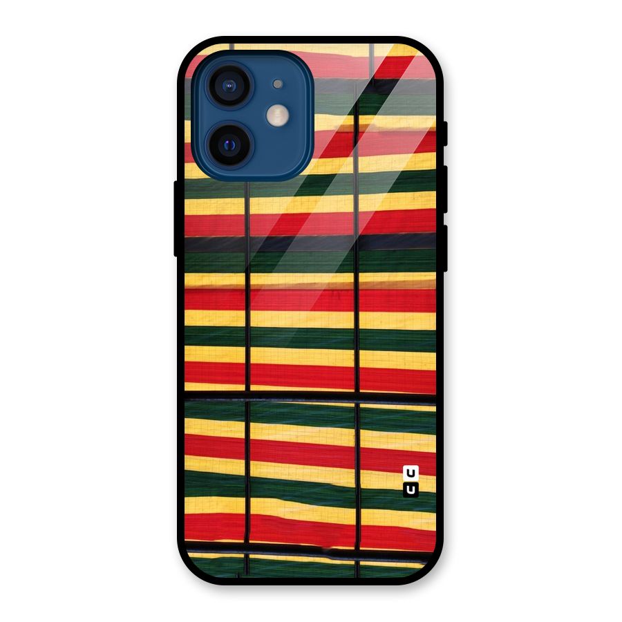 Bright Colors Lines Glass Back Case for iPhone 12 Mini