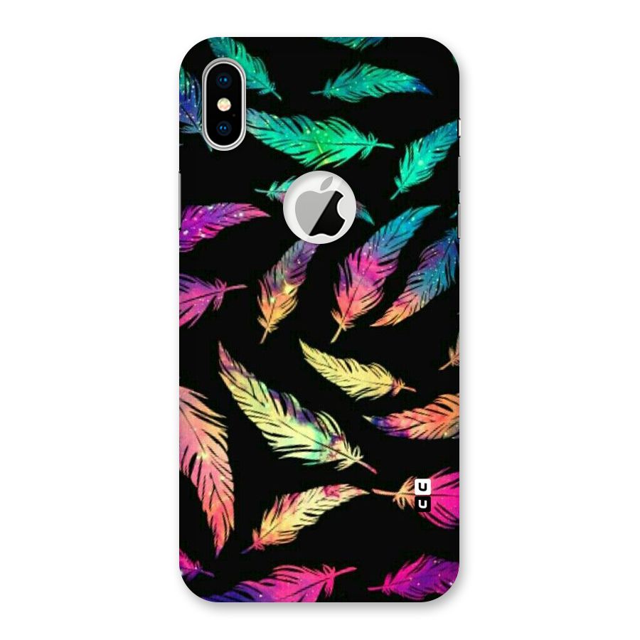 Bright Feathers Back Case for iPhone X Logo Cut