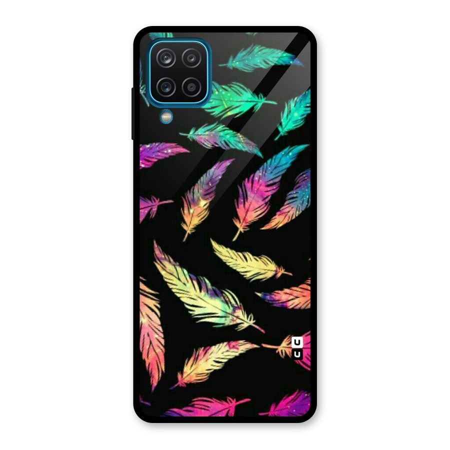 Bright Feathers Glass Back Case for Galaxy A12