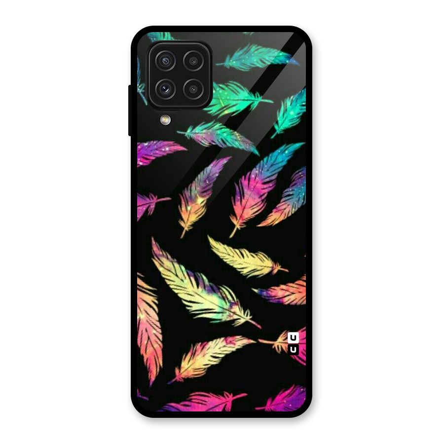 Bright Feathers Glass Back Case for Galaxy A22 4G