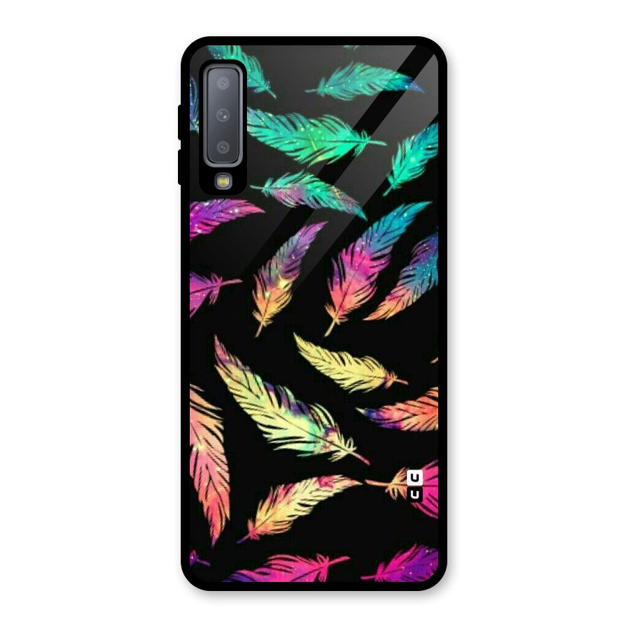 Bright Feathers Glass Back Case for Galaxy A7 (2018)