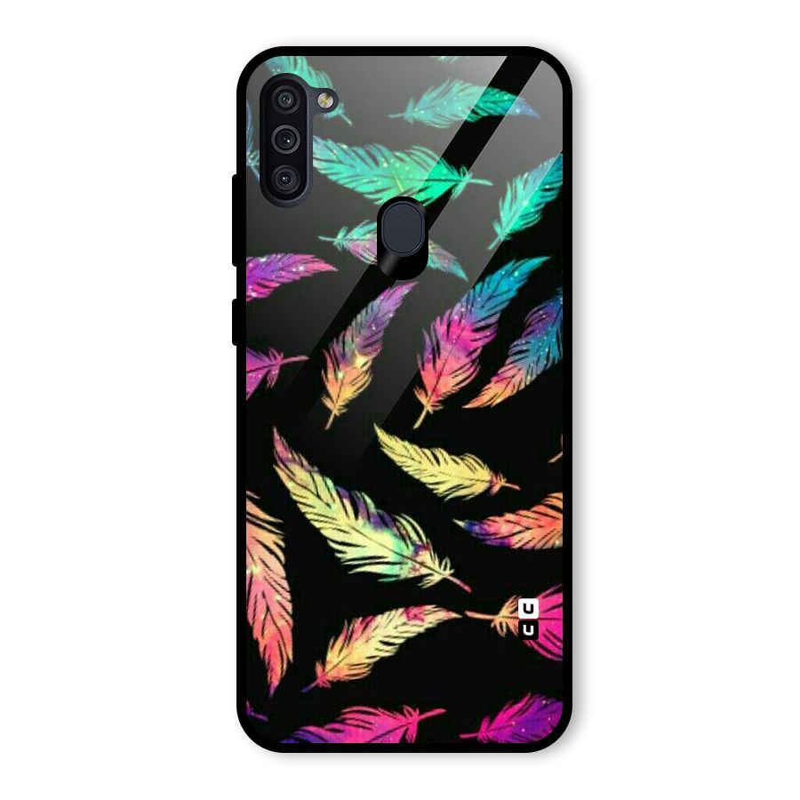Bright Feathers Glass Back Case for Galaxy M11