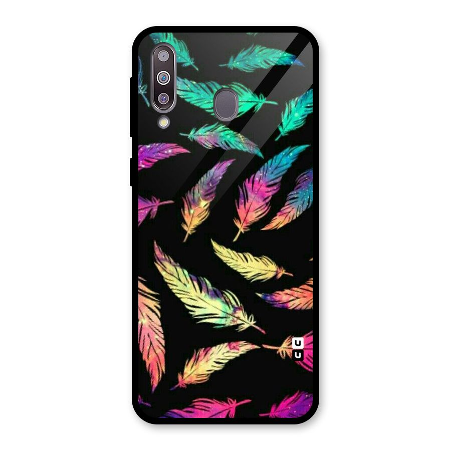 Bright Feathers Glass Back Case for Galaxy M30