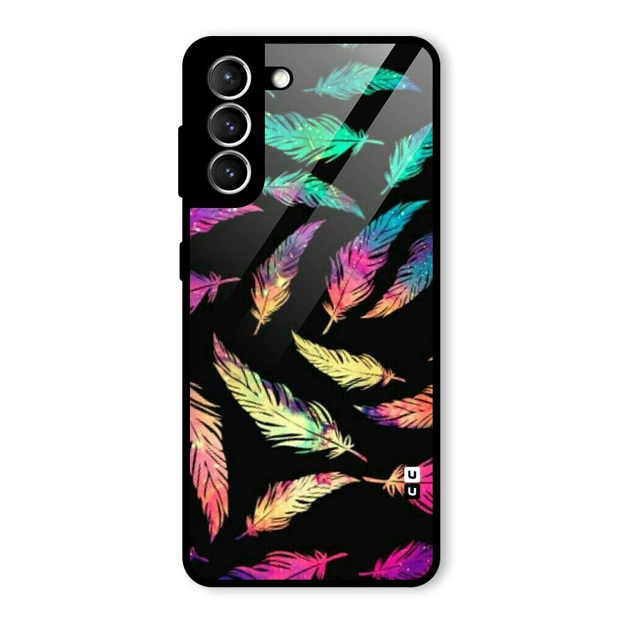 Bright Feathers Glass Back Case for Galaxy S21 5G