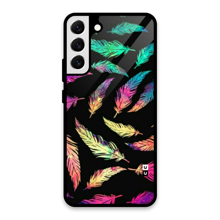 Bright Feathers Glass Back Case for Galaxy S22 Plus 5G