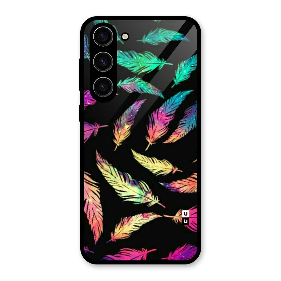 Bright Feathers Glass Back Case for Galaxy S23 Plus