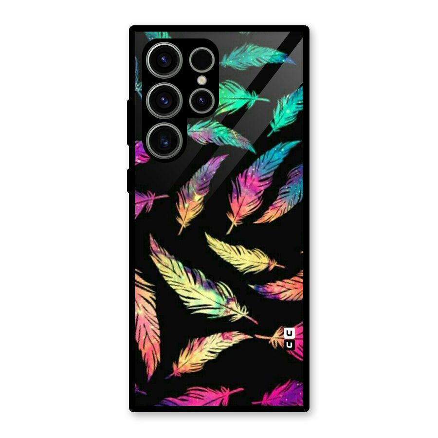 Bright Feathers Glass Back Case for Galaxy S23 Ultra