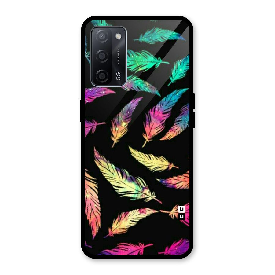 Bright Feathers Glass Back Case for Oppo A53s 5G