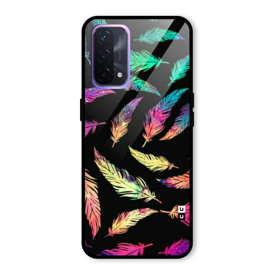 Bright Feathers Glass Back Case for Oppo A74 5G