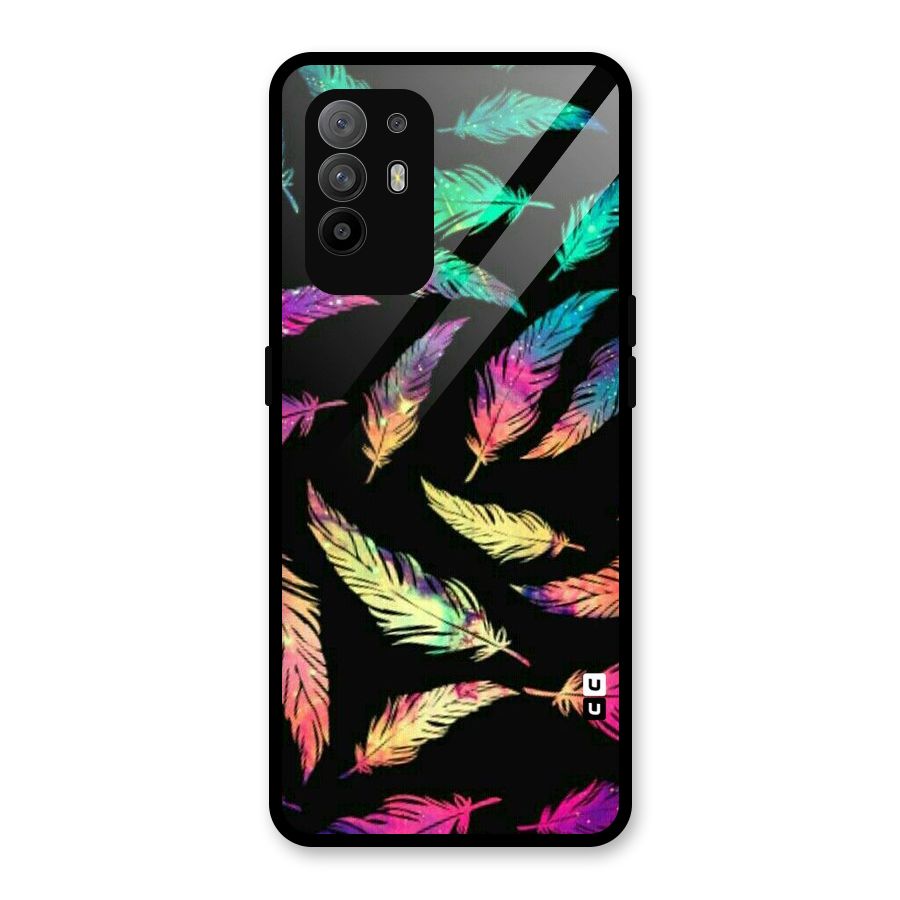 Bright Feathers Glass Back Case for Oppo F19 Pro Plus 5G