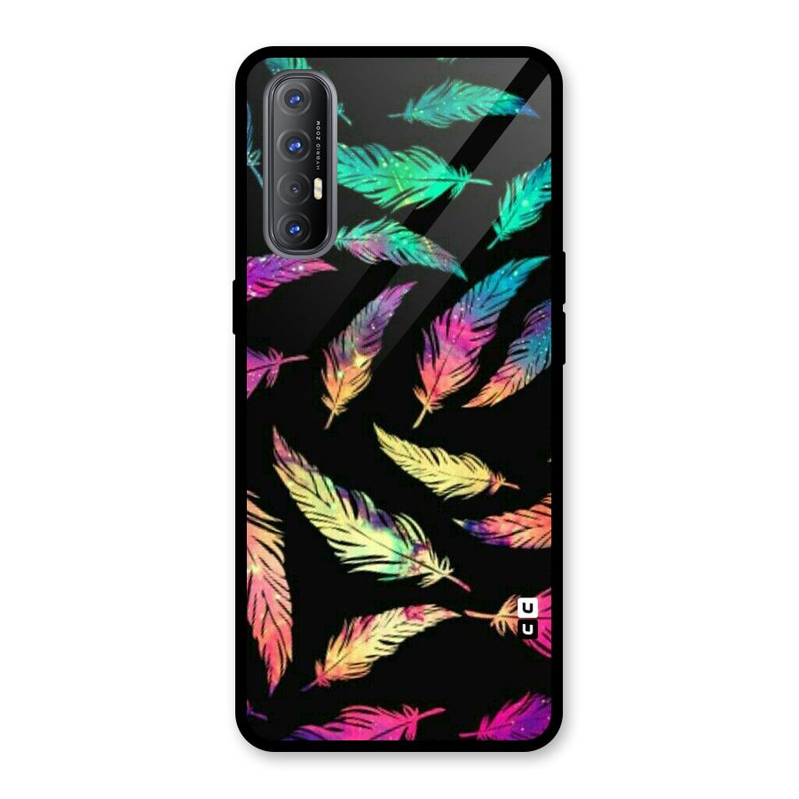 Bright Feathers Glass Back Case for Oppo Reno3 Pro
