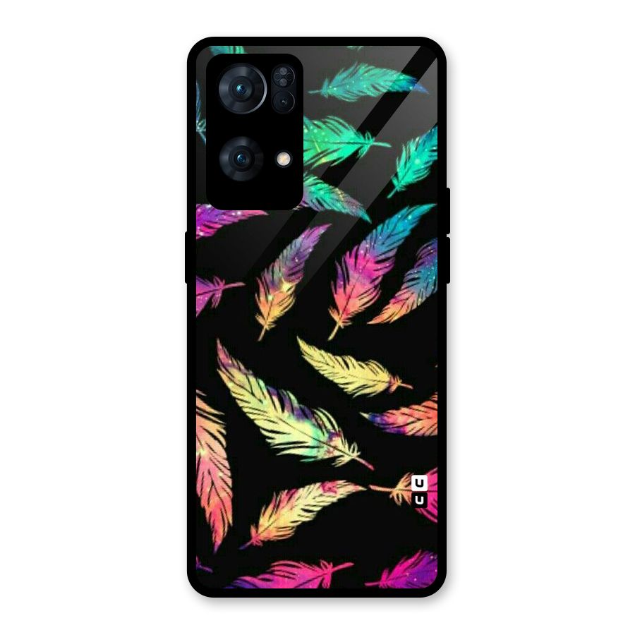 Bright Feathers Glass Back Case for Oppo Reno7 Pro 5G