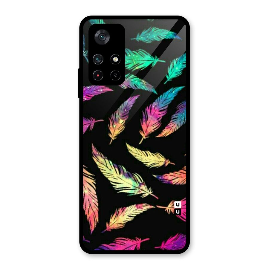 Bright Feathers Glass Back Case for Poco M4 Pro 5G