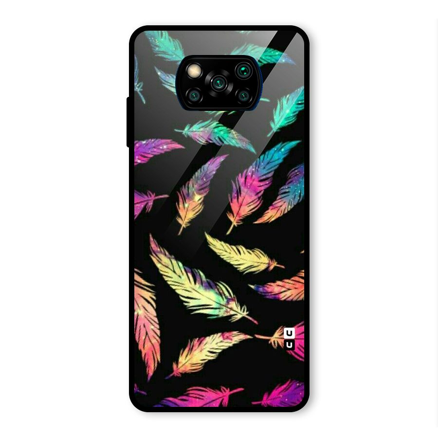Bright Feathers Glass Back Case for Poco X3 Pro