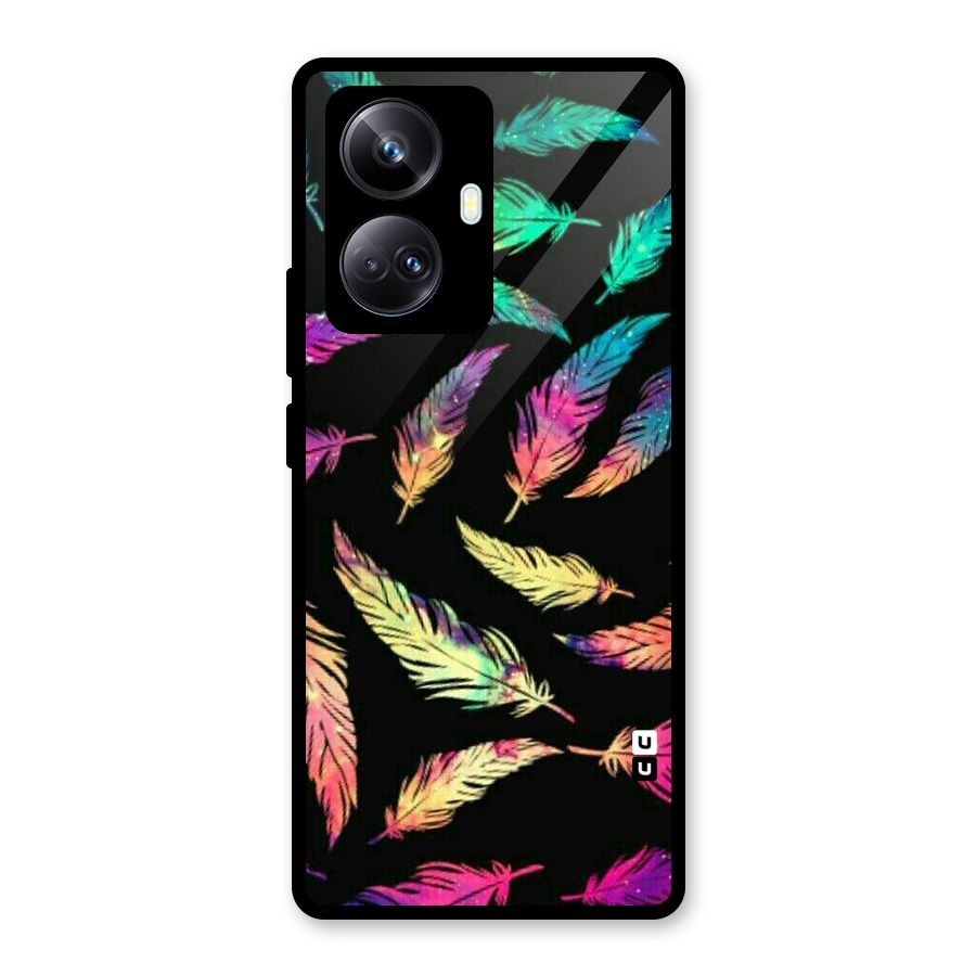 Bright Feathers Glass Back Case for Realme 10 Pro Plus
