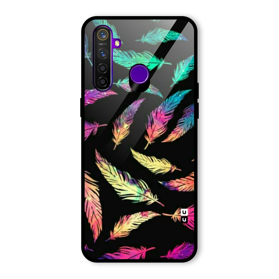 Bright Feathers Glass Back Case for Realme 5 Pro