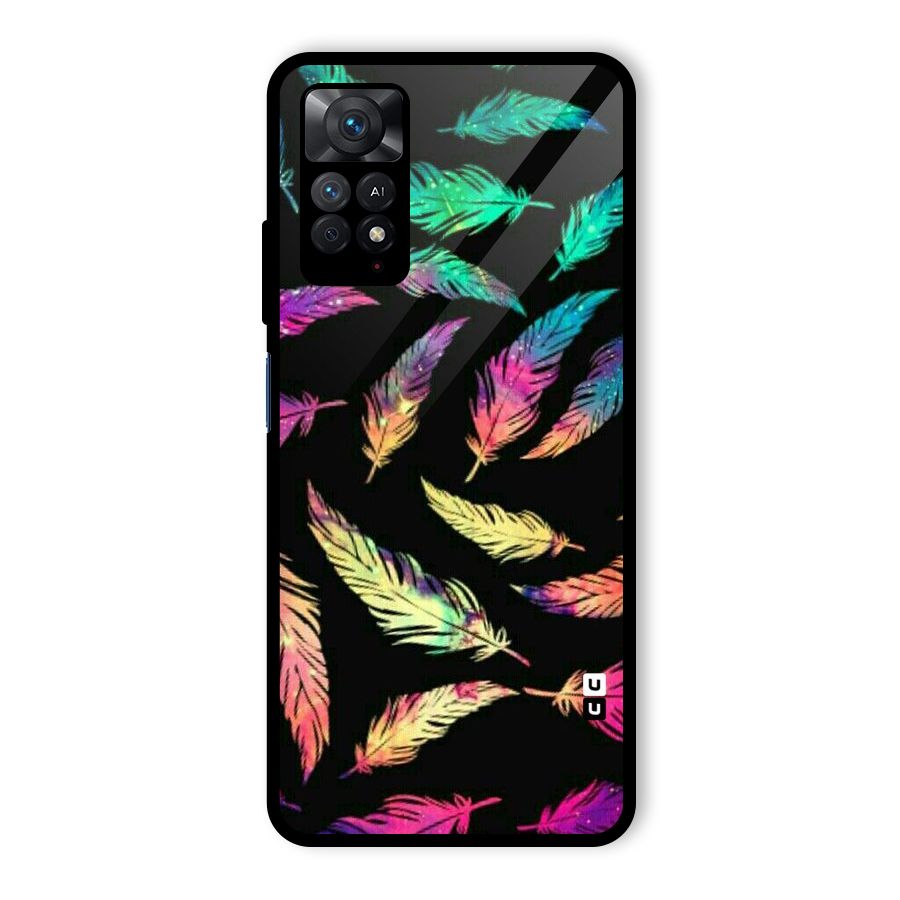 Bright Feathers Glass Back Case for Redmi Note 11 Pro
