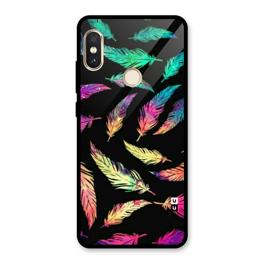 Bright Feathers Glass Back Case for Redmi Note 5 Pro