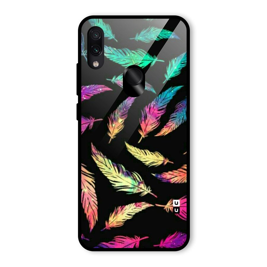 Bright Feathers Glass Back Case for Redmi Note 7 Pro