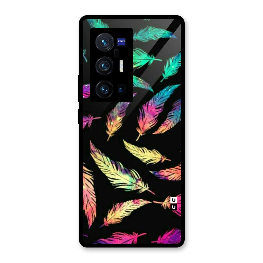Bright Feathers Glass Back Case for Vivo X70 Pro Plus