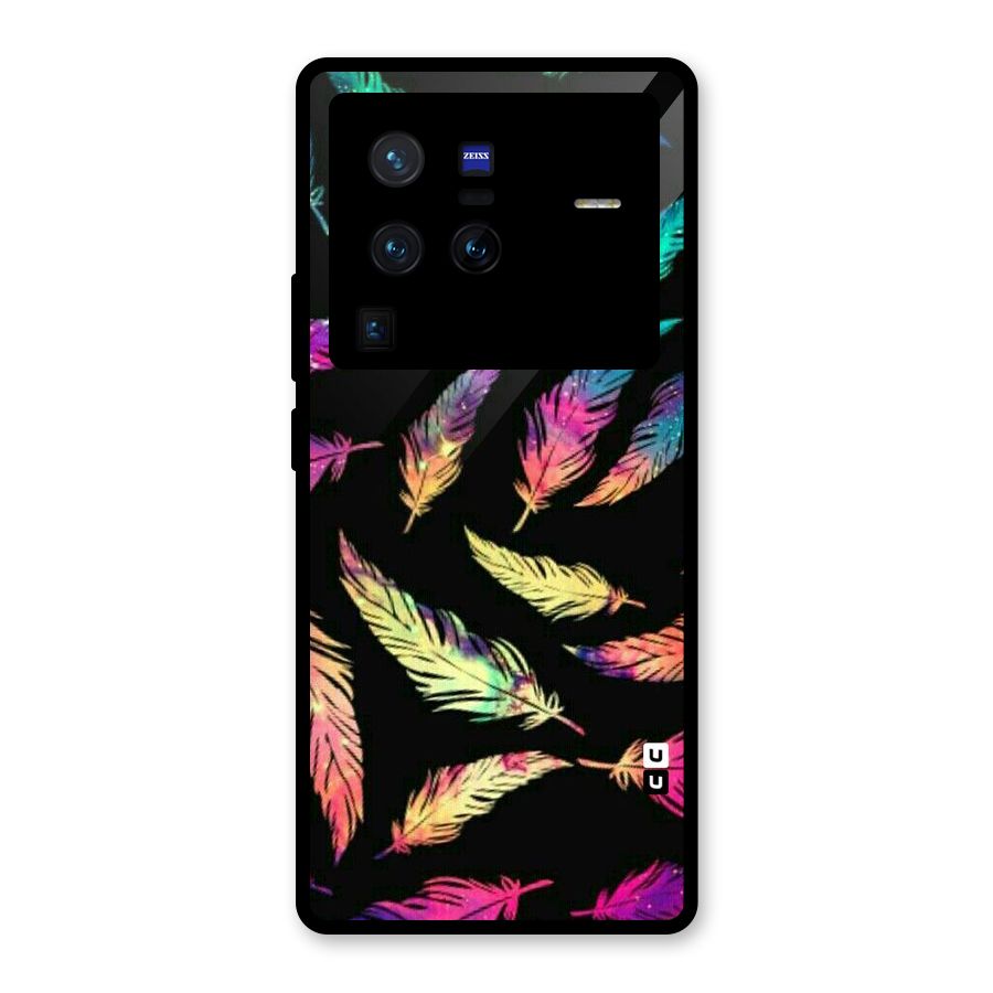 Bright Feathers Glass Back Case for Vivo X80 Pro