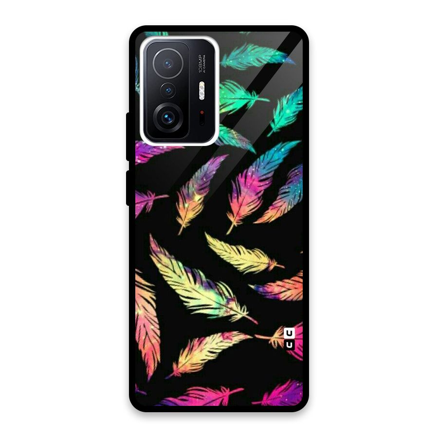 Bright Feathers Glass Back Case for Xiaomi 11T Pro
