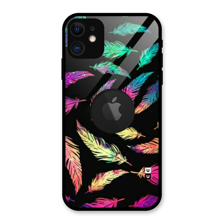 Bright Feathers Glass Back Case for iPhone 11 Logo Cut