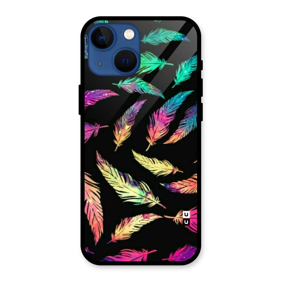 Bright Feathers Glass Back Case for iPhone 13 Mini