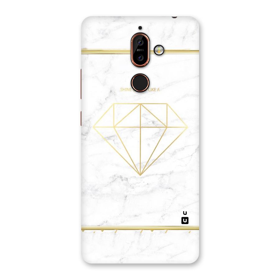 Bright Gold Diamond Back Case for Nokia 7 Plus