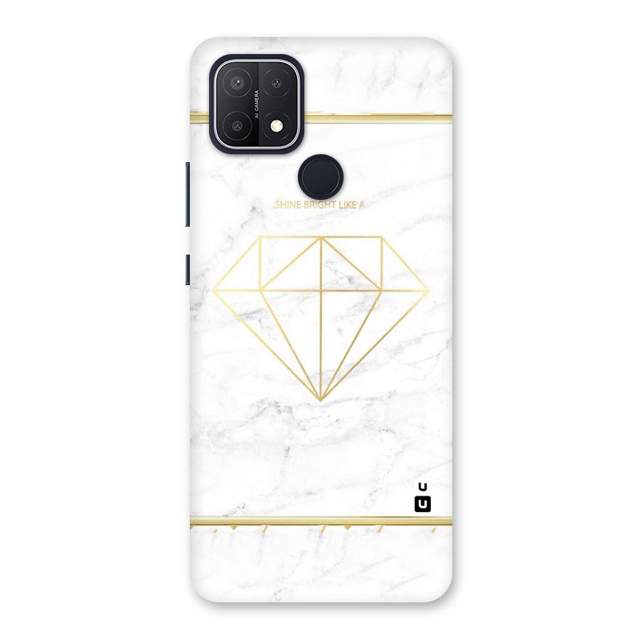 Bright Gold Diamond Back Case for Oppo A15s