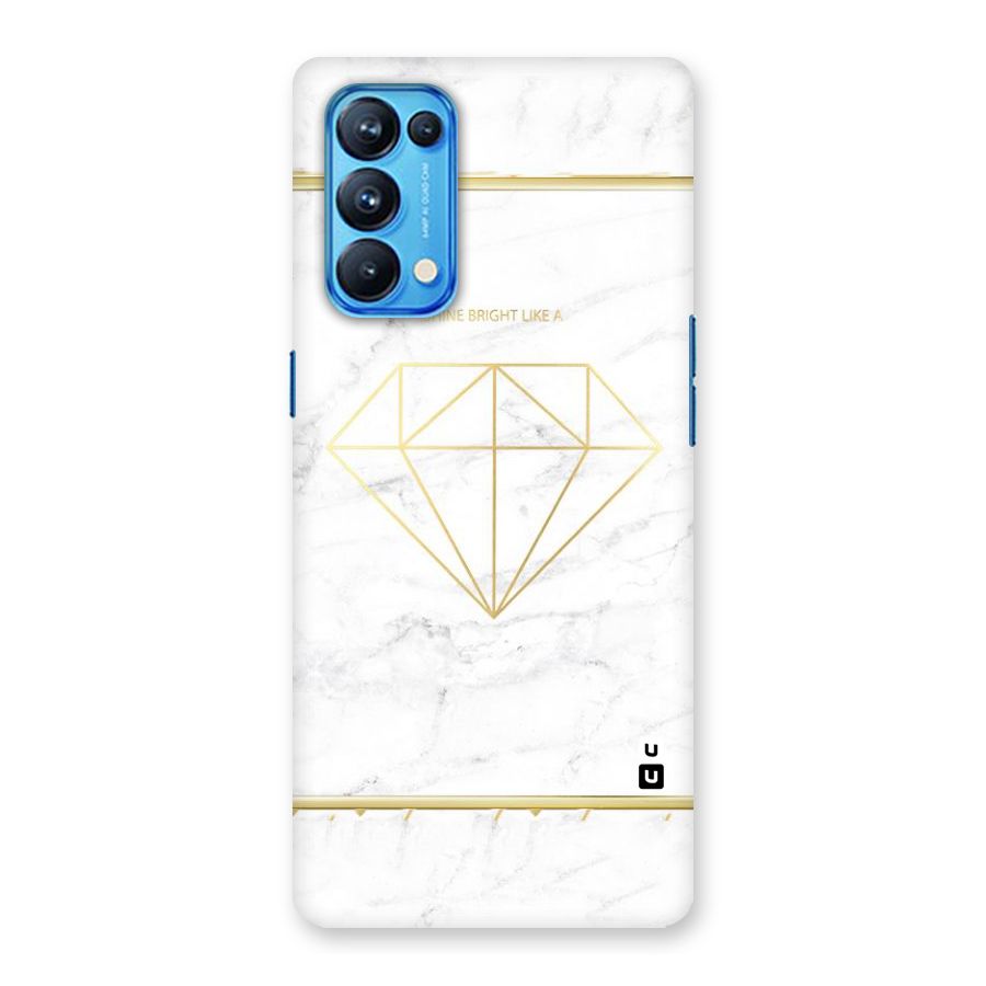 Bright Gold Diamond Back Case for Oppo Reno5 Pro 5G