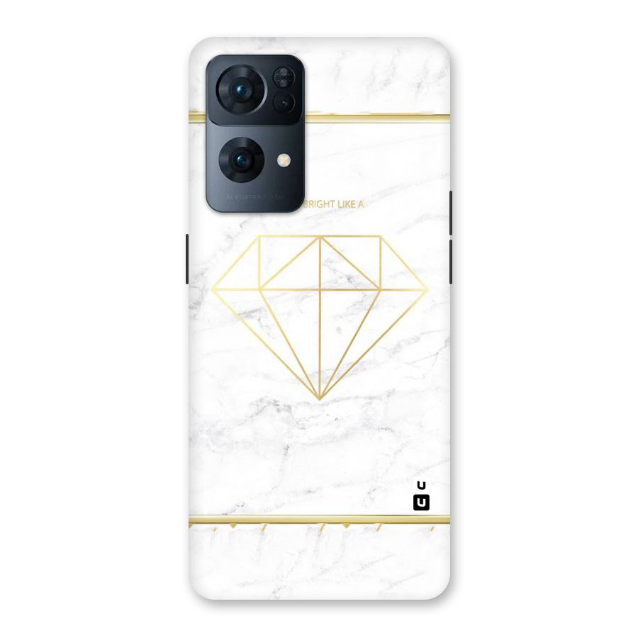 Bright Gold Diamond Back Case for Oppo Reno7 Pro 5G