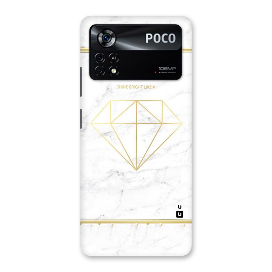 Bright Gold Diamond Back Case for Poco X4 Pro 5G