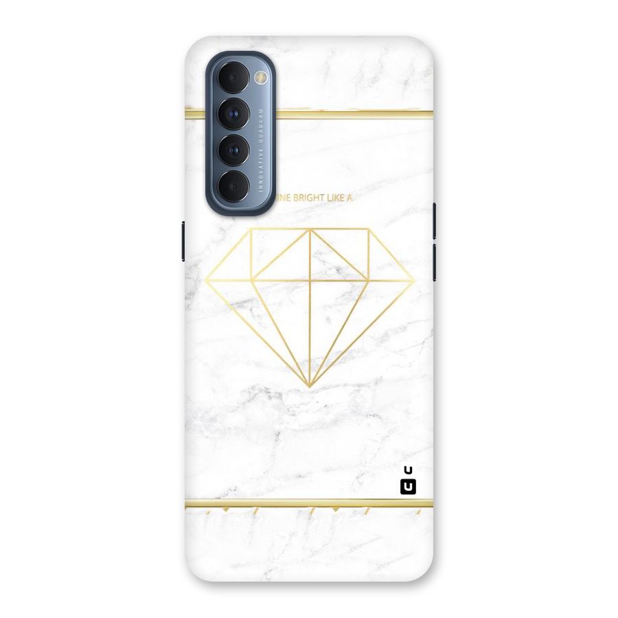 Bright Gold Diamond Back Case for Reno4 Pro