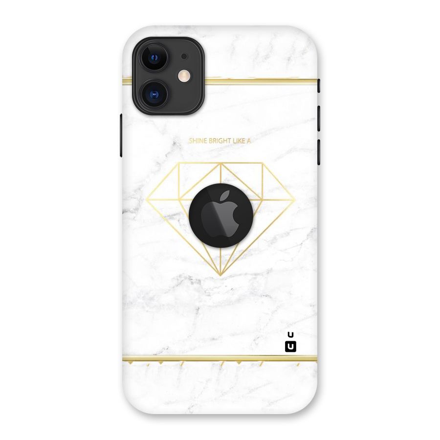 Bright Gold Diamond Back Case for iPhone 11 Logo Cut