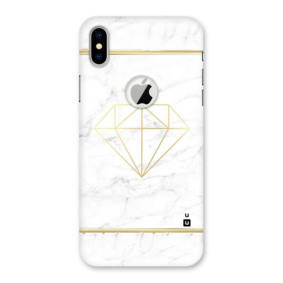 Bright Gold Diamond Back Case for iPhone XS Logo Cut