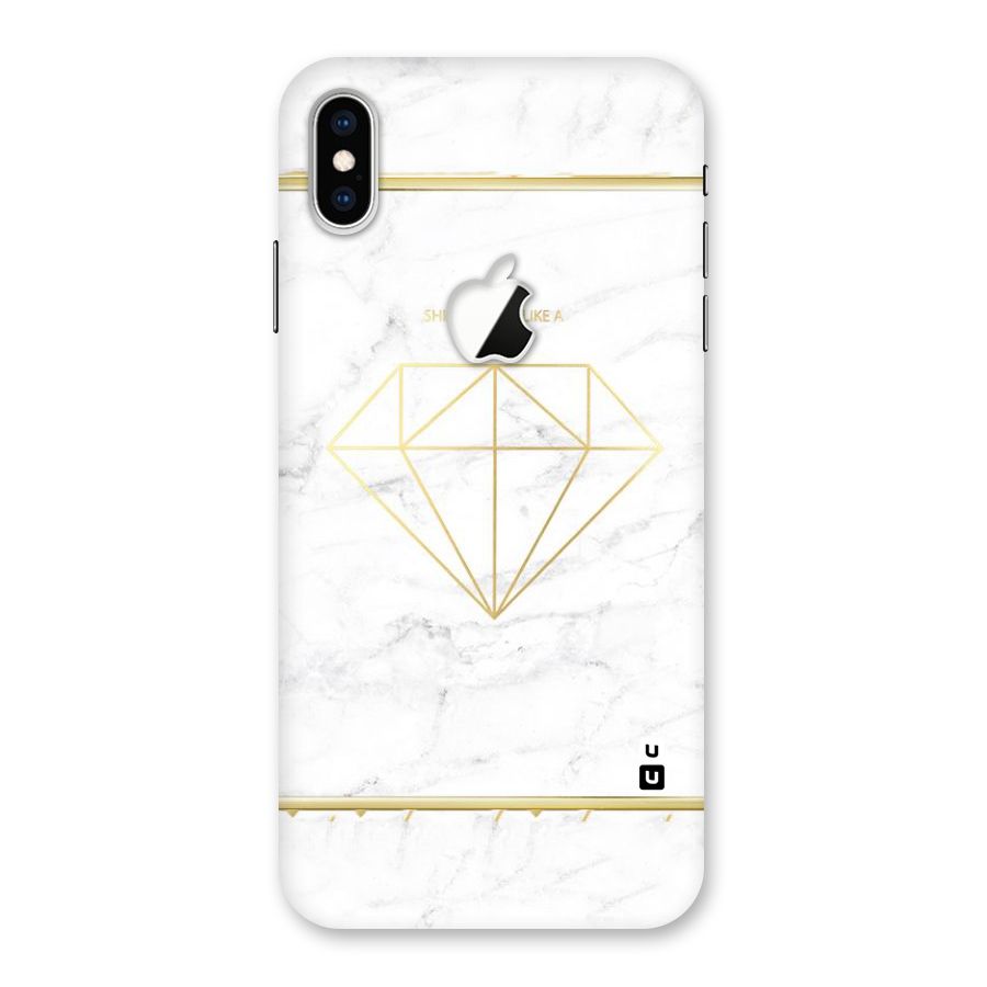 Bright Gold Diamond Back Case for iPhone XS Max Apple Cut