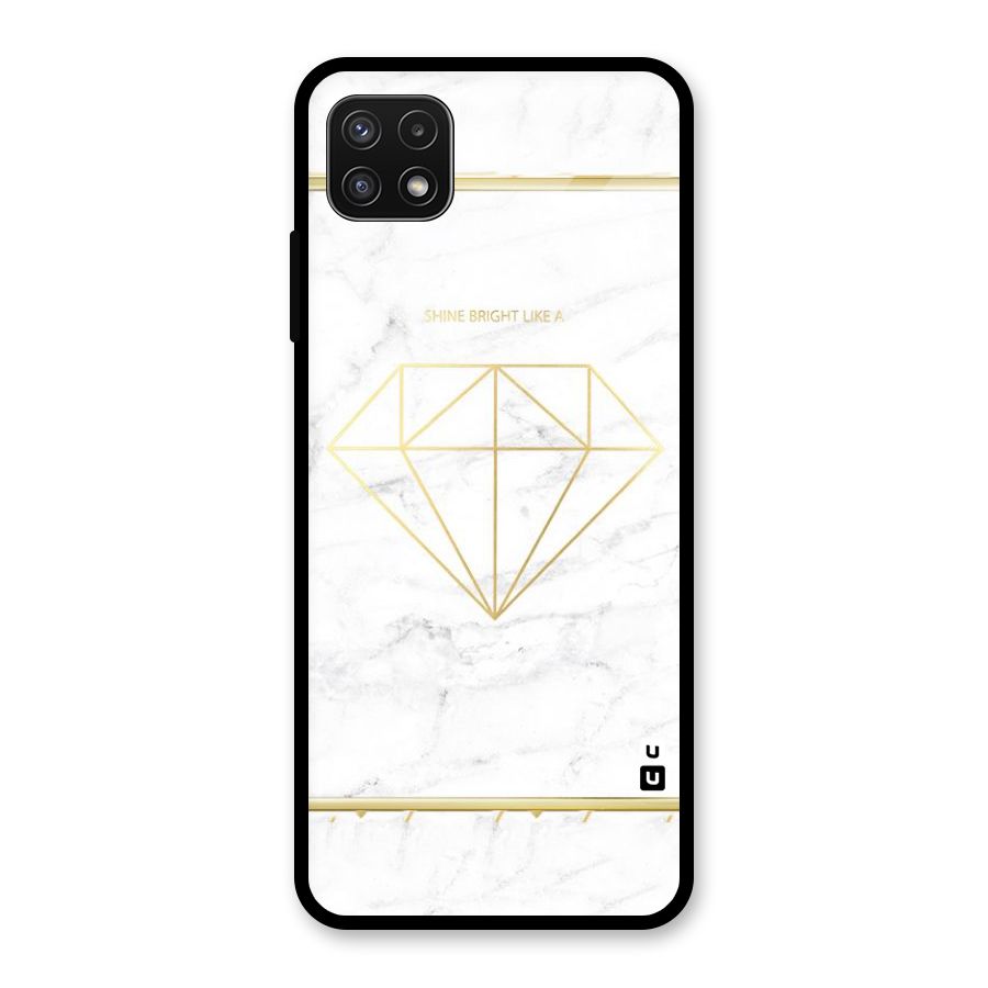 Bright Gold Diamond Glass Back Case for Galaxy A22 5G