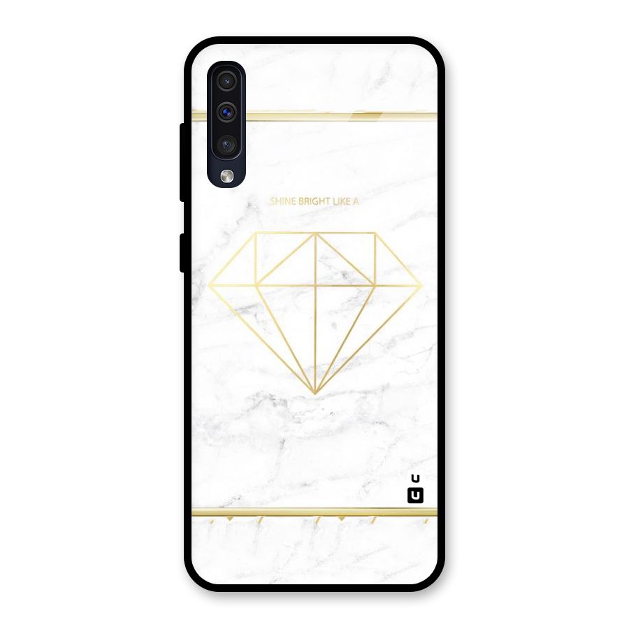 Bright Gold Diamond Glass Back Case for Galaxy A50