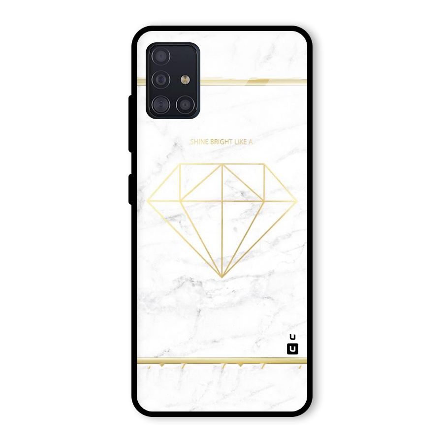 Bright Gold Diamond Glass Back Case for Galaxy A51