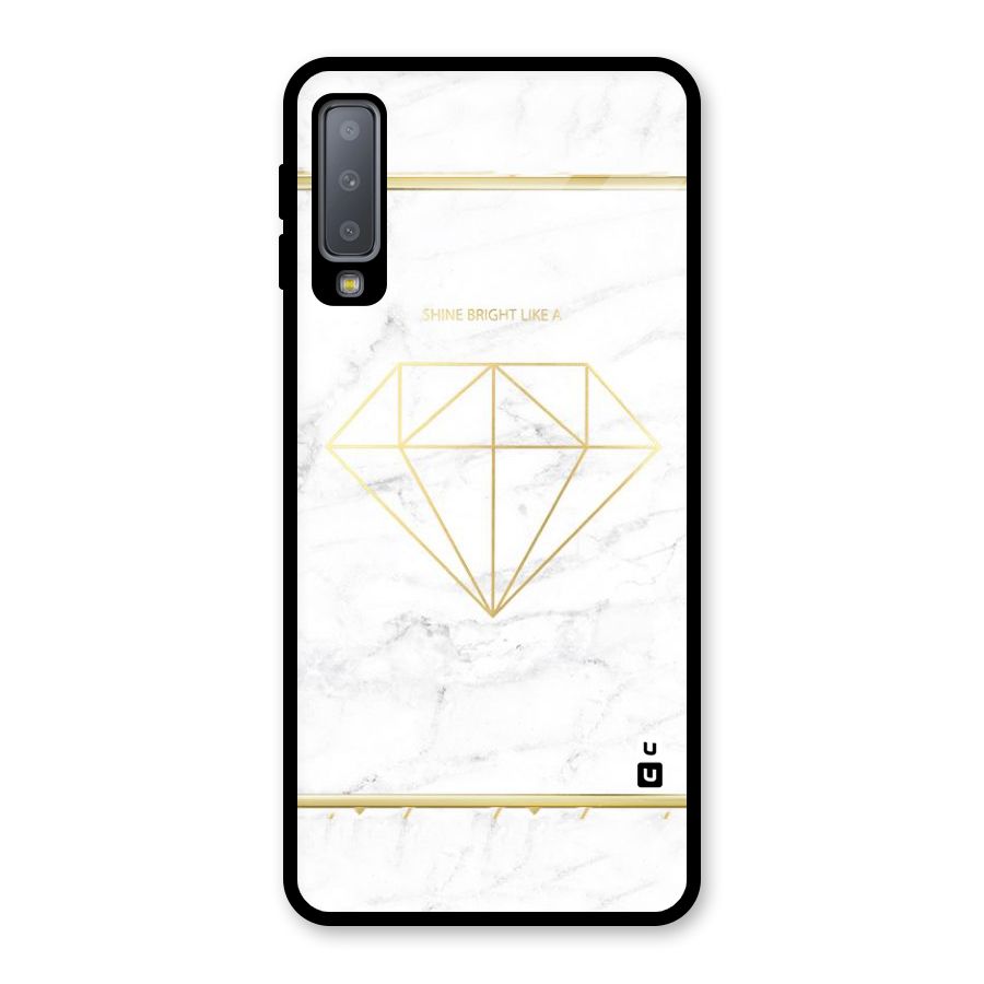 Bright Gold Diamond Glass Back Case for Galaxy A7 (2018)